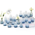 RUCKACE Bud Vases in Bulk 22 Blue Glass Small Vases Flower Vase Bulk for Centerpiece Table Wedding Decorations Home Decor Party(Gradient Blue 22 Pack) - style: Gradient Blue 22 Pack