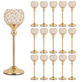 VINCIGANT Gold Crystal Candle Holders Set of 16 for Wedding Centerpieces,Votive Crystal Candle Holders for Home Fireplace Coffee Table Mantle Decor candelabros de mesa - size: 16 pcs 13" Tall