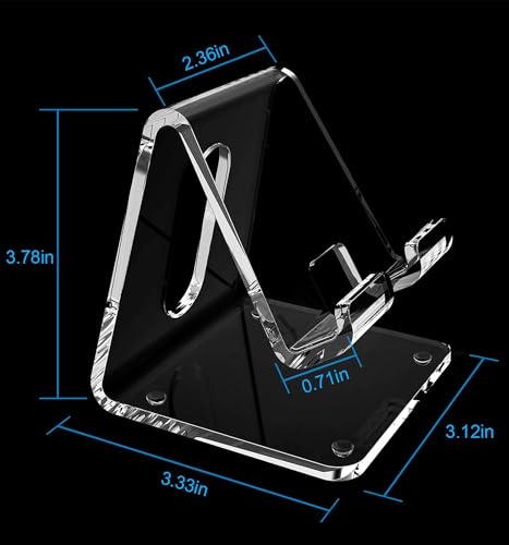 Crpich Acrylic Cell Phone Stand, Portable Phone Holder, Clear Phone Stand for Desk, Compatible with Phone16 15 14 13 12 Pro Max 11 Xr Plus SE, Switch, Android Smartphone, Pad, Desk Accessories, 2 Pack - color: 1-Clear, size: 2 Pack