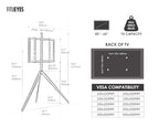FITUEYES Design Corner TV Stand for 43-65 Inch TVs, Height Adjustable Metal Tripod Easel TV Stand Modern TV Floor Mount with Concealed Storage for Bedroom Living Room, Picasso Series