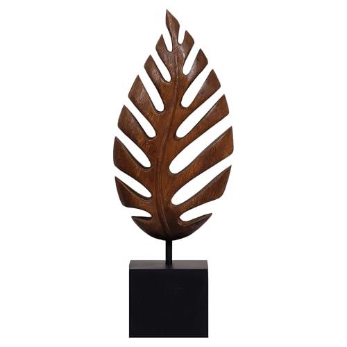 Decozen Solid Wood Leaf Sculpture, Gift for Mom, Home Decor, Living Room, Boho, Coffee Table, Centerpiece Table Decorations, Mantle, Bathroom Shelf, Farmhouse, Christmas Decorations - color: Leaf 2