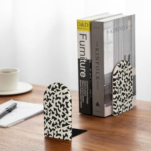Minimalist Fragmented Angular Shapes Bookends for Shelves 2 Pcs Wooden Book Stopper Organizer for Home Office Libraries