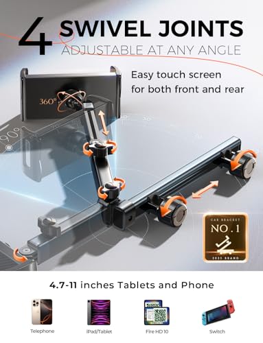 LISEN for iPad Holder Car Road Trip Essentials Travel Activities for Toddler Kids Gifts, Car Accessories for Women Moms Truck Interior 3in1 Tablet Holder for Back Seat Car Camping Headrest Organizer