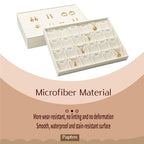 18 Slots Microfiber Necklace Bracelet Tray Jewelry Tray Necklace Bracelet Holder Organizer (White) - color: Beige, size: 18 Slot
