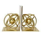 Book Ends Decorative, Modern Metal Unique Gold Bookends for Shelves, Round Design Bookend Book Stopper Holder for Home Office
