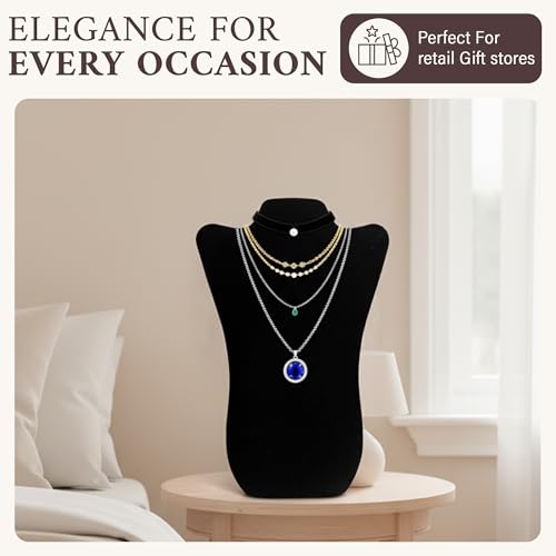 RJ Displays Jewelry Display for Vendors, Black Velvet Necklace Display Stand Holder, Jewelry Stand Necklace Holder for Vendors. Jewelry Display Stand 14” H. - color: Black