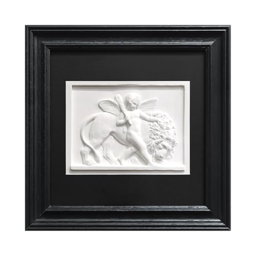 FOLKOR LIFE Cherub Angels Framed Wall Art Sculpture for Modern Classical Decor, Black and White Wall Decor Greek Mythology Classic Cupid Arrow Artwork Figurines for Room Decor, Gift for Anniversary - color: Cupid Statue SY03
