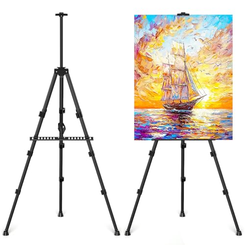 Art Painting Tripod Easel Stands - Portable Adjustable Display Artist Metal Easel with 1 Bag for Tabletop/Floor Painting, Height from 17 to 66 inches, Sturdy for Drawing, Displaying - Black 3 Pack - style: Black-3pack