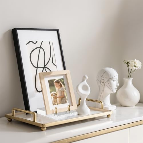 Acrylic Easel Display Stand, Clear Table Easel Picture Frame Holder with Adjustable Tilt, Perfect for Phones, Art, Weddings, Office & Home Décor, Gold-1P