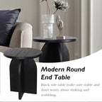 Oakrain End Table with Pedestal, Wood Side Table Bedside Sofa Couch, Modern Nightstand for Bedroom, Small Round Coffee Table for Living Room Office Balcony, Black - color: Black-round Shape