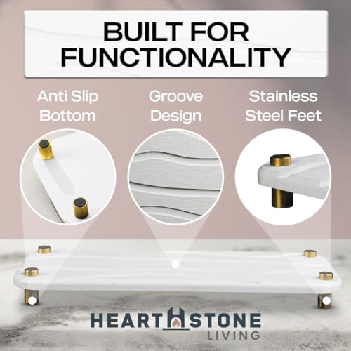 2-Piece Water Absorbing Stone Tray Set – Fast-Dry Diatomite Soap Trays for Bathroom & Kitchen Sink, Gold Finish - color: Gold