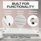 2-Piece Water Absorbing Stone Tray Set – Fast-Dry Diatomite Soap Trays for Bathroom & Kitchen Sink, Gold Finish - color: Gold