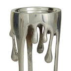 CosmoLiving by Cosmopolitan Aluminum Metal Abstract Decorative Candle Holder Melting Drip Candle Stand, Set of 3 Candlestick Holder 12", 10", 8"H, Silver - color: Silver