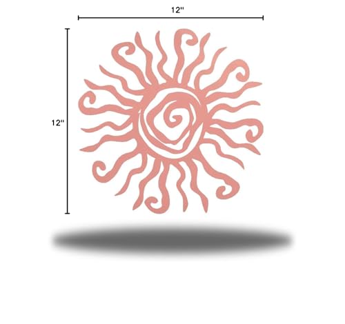 Riverside Designs Wacky Sun Metal Wall Art Indoor/Outdoor Decor - 12" Pink Rust Proof Wall Sculpture - Made in USA - Ideal for Bedroom, Garden, Home, Patio and Farmhouse - color: Pink, size: 12"L x 12"W