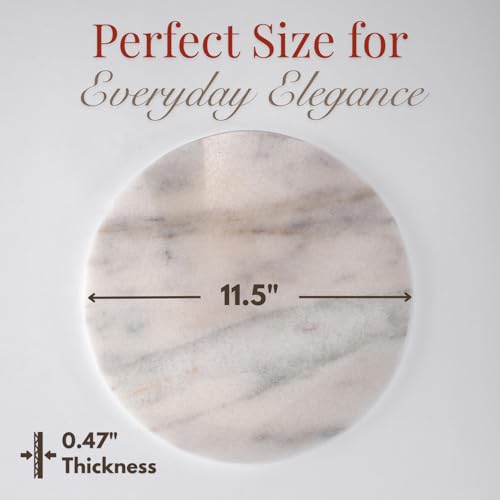 Handcrafted Marble Tray – Bathroom Counter Organizer, Jewelry Tray, Perfume Organizer & Decorative Tray for Vanity Accessories, Coffee Table Decor & Bathroom Countertop (Round, Mugla White) - color: Mugla White, size: 11.8"