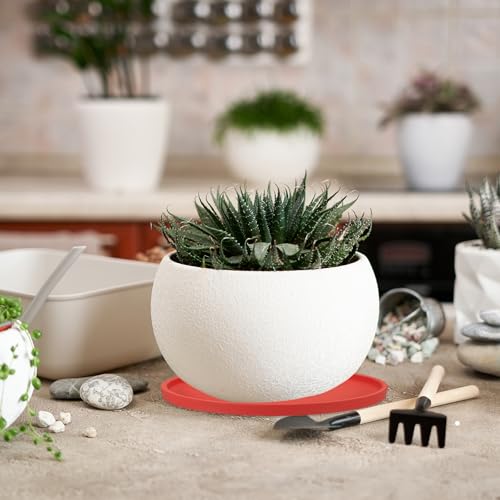 PATIKIL 6 Inch Round Ceramic Plant Saucer, Plant Saucer Tray Flower Planter Drip Tray for Indoors Outdoors Patio Balcony, Yellow - color: Yellow