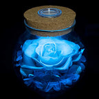 Preserved Real Roses with Colorful Mood Light Wishing Bottle,Eternal Rose，Never Withered Flowers, Christmas Anniversary Valentine's Mother's Day,a Gifts for Women 4.3inch 1pcs（Light Blue） - color: Light Blue