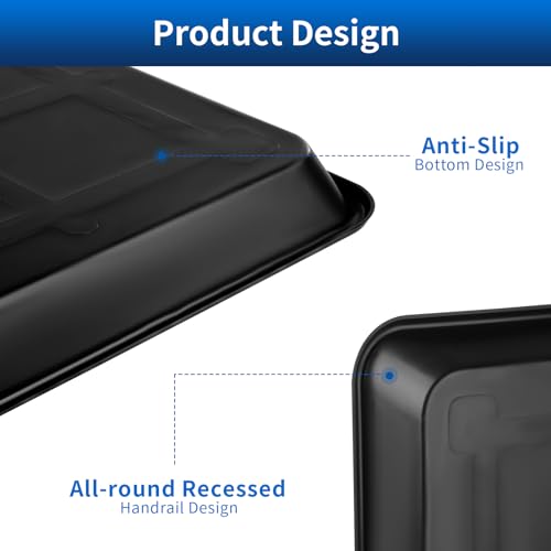 22.8'' x 21.6'' Oil Drain Pan,Drip Tray Oil Drip Pan for Under Car Plastic Oil Tray- Leak Proof Mini Fridge Drip Pan,Oil Drain Pans for Changing Oil,Oil Drip Pan for Under Car,Black(2 Pcs) - size: 22.8'' x 21.6'' x 1.2'', Plastic