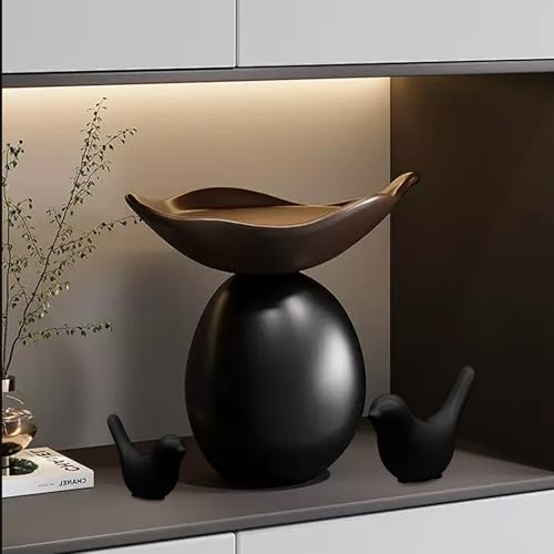 2 Pcs Modern Style Animal Statues, Decorative Black Ornaments Birds Statues, Ceramic Decor for Office Desktop, Bookshelf, Bedroom, Living Room, Cabinets - color: Black