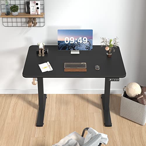 Furmax Electric Height Adjustable Standing Desk Large 48 x 24 Inches Sit Stand up Desk Home Office Computer Desk Memory Preset with T-Shaped Metal Bracket, Black - color: Black, size: 48 Inch