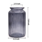 OFFIDIX Glass Vase,7.3 * 4.3in Vertical Line Geometric Faceted Design Flower Vase - color: Gray