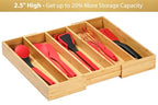 Umilife Expandable Kitchen Drawer Organizer, 2.5" High Bamboo Utensils Silverware Tray, Adjustable Large Deep Wood Organization Holder - style: For Utensil (13"~20" x 17")