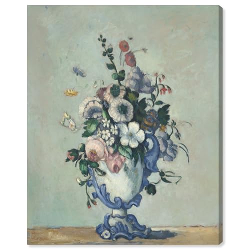Art Remedy Paul Cezanne-Flowers In A Rococo Vase Vintage Classic Canvas Wall Art, Gallery Wrapped, 16"x20" - color: Gallery Wrapped, size: 20"L x 16"W