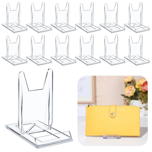 12 Packs Adjustable Purse Display Stand Clear Acrylic Handbag Stand Holder for Wallet Purses Handbag Bag Jewelry Display Organizer for Party Weddings Home Decoration Birthdays