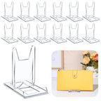 12 Packs Adjustable Purse Display Stand Clear Acrylic Handbag Stand Holder for Wallet Purses Handbag Bag Jewelry Display Organizer for Party Weddings Home Decoration Birthdays