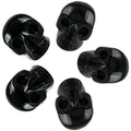 mookaitedecor 1 Inch Black Obsidian Crystal Skull Sculpture Set of 5, Hand Carved Gemstone Statue Figurine Collectible Healing Reiki - color: Black