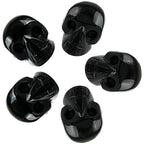 mookaitedecor 1 Inch Black Obsidian Crystal Skull Sculpture Set of 5, Hand Carved Gemstone Statue Figurine Collectible Healing Reiki - color: Black