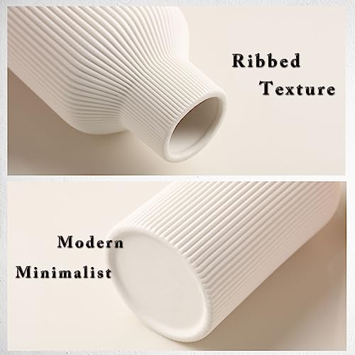White Ceramic Flower Vase,Minimalist Modern Home Decoration,Small Pampas Grass Vases for Decor,Table,Shelf Bookshelf Decorative,Mantel,Entryway Decor and Centerpieces(8 in) - color: White