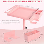 Extension Salon Tray Hair Extension Cart Tray Pink Multi-Function Extensions Rolling Tray with Blow Dryer Holder and Storage Platform - color: L-pink