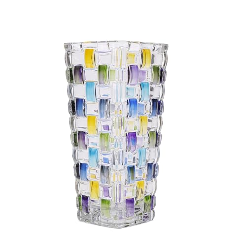 Magcolor Hand Painted Blue Woven Glass Vase -Crystal Flower Vase- 7.7 inch, Glass Plant Vase for Floral Arrangements, Centerpieces, Weddings, Housewarming, Centerpiece Home Deco. - color: Blue