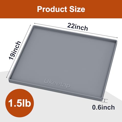 ukeetap Extra Thick Silicone Mat Waterproof with Raised Edge 22" x 19", Under Sink Mat for Kitchen & Bathroom, Kitchen Cabinet Liner, Multi-Purpose for Storage & Protection, Gray - color: Gray, size: 22" x 19"