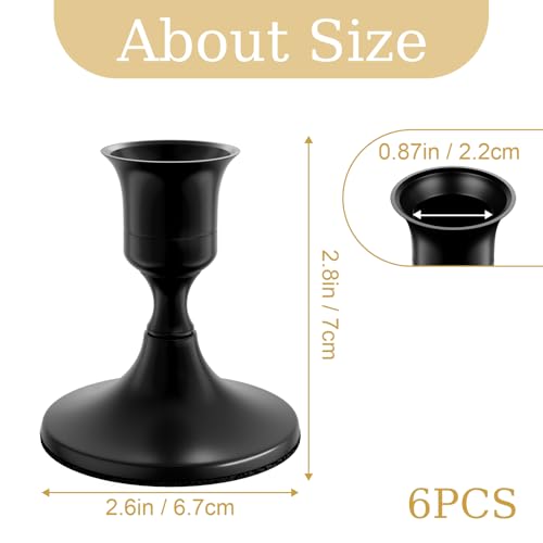 zeochyni 6PCS Black Taper Candle Holders, Vintage Metal Candlestick Holders for Dinner Room Table Centerpiece or Mantel Wedding Party Decor - color: Black, size: Set of 6