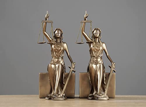 Thxsoon Lady Justice Statue Decorative Bookends Sculpture for Home and Office Decor, Perfect for Lawyers and Law Students - 10 x 5 x 4 inch (26 x 13 x 11cm)
