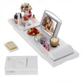 Foldable Bathtub Caddy Tray, Bamboo Bath Tub Tray Table for Tub with Wine Glass Holder Book Phone Tablet Holder with Extending Sides, Adjustable Bathroom Bathtub Free Soap Holder Gift Idea (White) - color: White