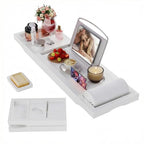 Foldable Bathtub Caddy Tray, Bamboo Bath Tub Tray Table for Tub with Wine Glass Holder Book Phone Tablet Holder with Extending Sides, Adjustable Bathroom Bathtub Free Soap Holder Gift Idea (White) - color: White
