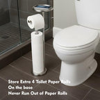 Toilet Paper Holder with Shelf, Tissue Roll Holder Stand with Storage Space for Holding Extra 4 Toilet Paper Rolls, Stainless Steel Rustproof Freestanding (Brushed Nickel) - color: Brushed Nickel