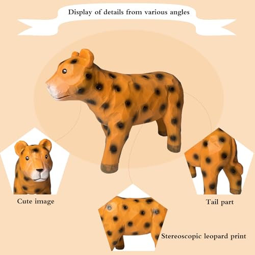 Safari Animal Figurines, leopard figurine, Wild Animal Statues, Hand Painted Jungle Animal Sculptures, Educational & Decorative Wild Life Figures, African animal sculptures decor - color: Leopard