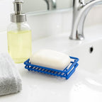 Creative Home Metal Wire Soap Dish Tray Rust-Resistant Iron Bathroom Soap Holder with Blue Powder Coating Bar Soap Rack for Shower Sink Kitchen Vanity - color: Blue