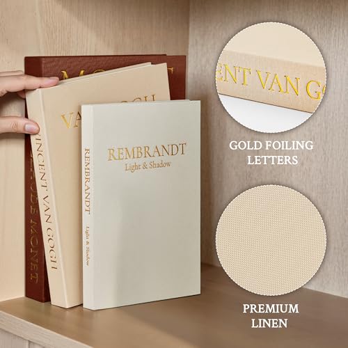 JARLINK Aesthetic Decorative Books, Set of 3 Linen Faux Books for Coffee Table, Bookshelf or Mantle Decor, Stylish Book Storage Boxes for Home Decor, Photo Organization, and Keepsake Storage, Brown - color: Brown-Beige-Apricot