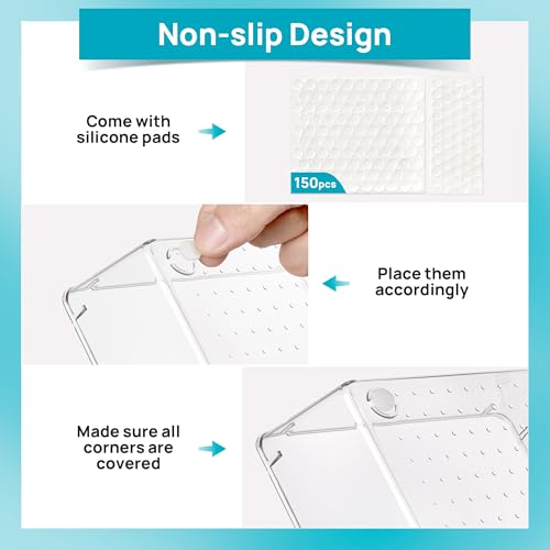 Vtopmart 28 PCS Clear Plastic Drawer Organizers Set, 4-Size Bathroom and Vanity Drawer Organizer Trays, Acrylic Storage Bins for Toiletries, Makeup, Cosmetic, Kitchen Utensils, Tool, Gadgets - style: 28 PCS