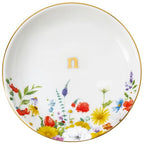 Crisky Flower Jewelry Tray Ring Dish & Gift Box, Ceramic Trinket Dish for Rings Earrings Necklaces Keys, Bridal Shower Engagement Birthday Gift for Women, Friends 4.57" (Gold Foil N - style: Initial N