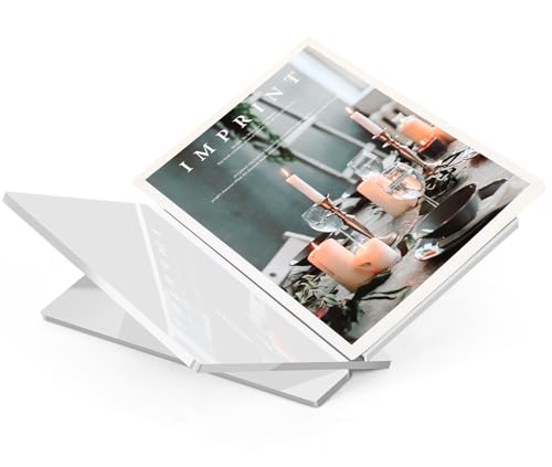 Acrylic Book Stand Large White Acrylic Book Holder, 12.5" x 9.5" x 5.7", Open Book Holder Stand for Display and Reading Cookbooks, Art Books, Bibles, Magazines - Home and Office (White, Large) - color: White, size: Large
