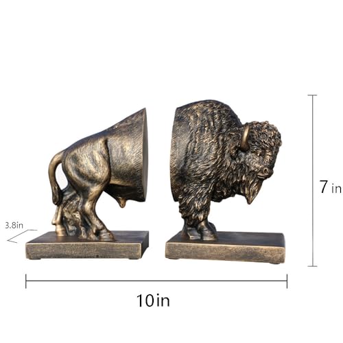 Bellotto Set of 2 Polyresin Buffalo Bookend,Art bookend, Homedecor for Kids, Office Decor (Copper), FZ21004-C