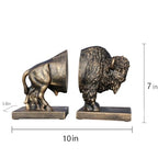 Bellotto Set of 2 Polyresin Buffalo Bookend,Art bookend, Homedecor for Kids, Office Decor (Copper), FZ21004-C