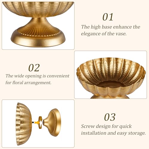 10 Pcs Compote Bowl Vases for Centerpieces Urn Vase, Metal Small Pedestal VaSe Gold Pot, Flower Arrangement for Wedding Anniversary Party Home Decor - color: 10 Pcs Golden