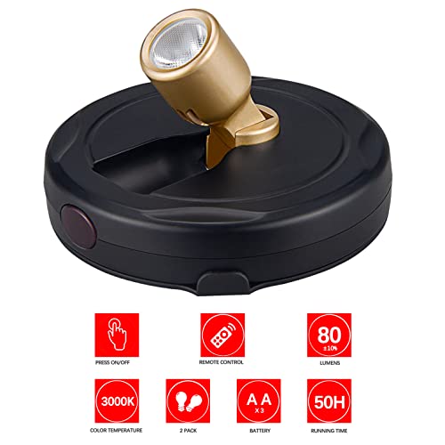 Battery Operated LED Spotlight, Picture Spot Lights, Indoor Uplighting, Puck Lights with Remote, Plants Tree Spotlight, Display Light for Paintings Dartboard Portrait-Gold - color: Gold